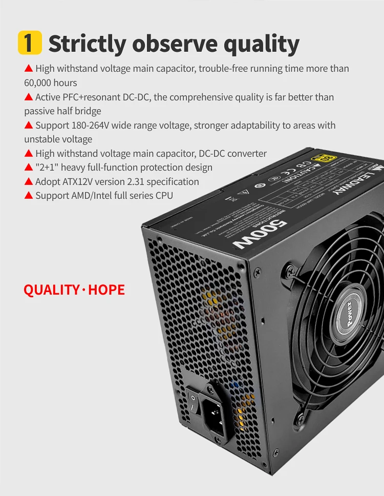 500w Power Supply Full Module Atx Efficiency Computer Power Supply Power System Real 80plus