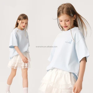 Girls Two Piece Outfit Customizable Cute T Shirt with 3D Bear Embroidery and Lace Trim Skirt Summer Apparel