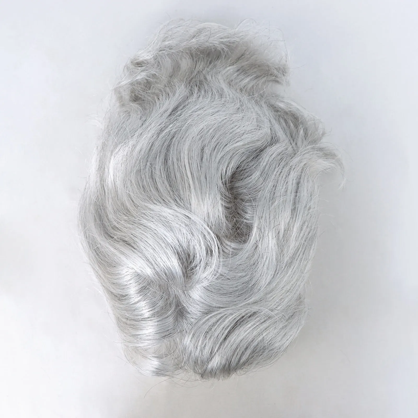 Perruque Homme 100% Cheveux Naturels Gris Avec Mèche Blanche - Modèle Albert 44, Taille Moyenne