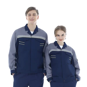 Breathable Factory Work Outfits Male Female Grey Navy Industrial Work Coats