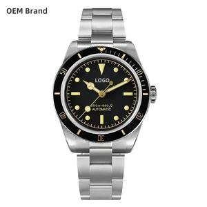 OEM DOM Custom Logo Retro Sub Diver Automatic Watches Sapphire Luminous AR Coating Bidirectional Ceramic Bezel Men Wristwatch