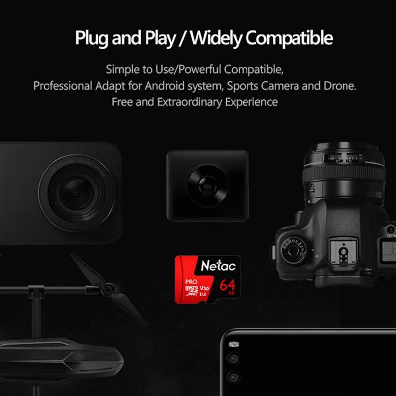 Original Netac P500 Pro 64GB 128GB TF Card U3 V30 Computer Video Card Up to 100MB/s Micro SD Memory Card - ANKUX.COM