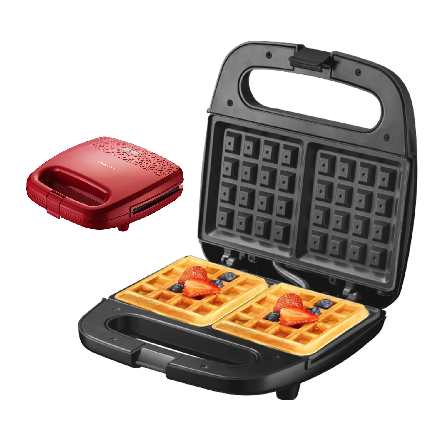 750W Panini Press Grill Sandwich Maker in Waffle Iron