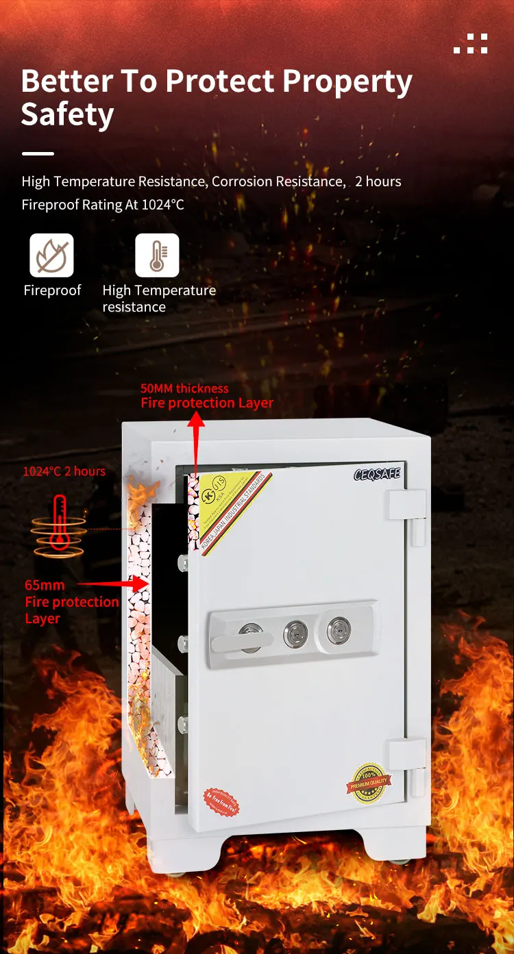 CEQSAFE Security Fire Resistance Double Key Locks Round Handle Fireproof Safe Box Digital Safe manufacture
