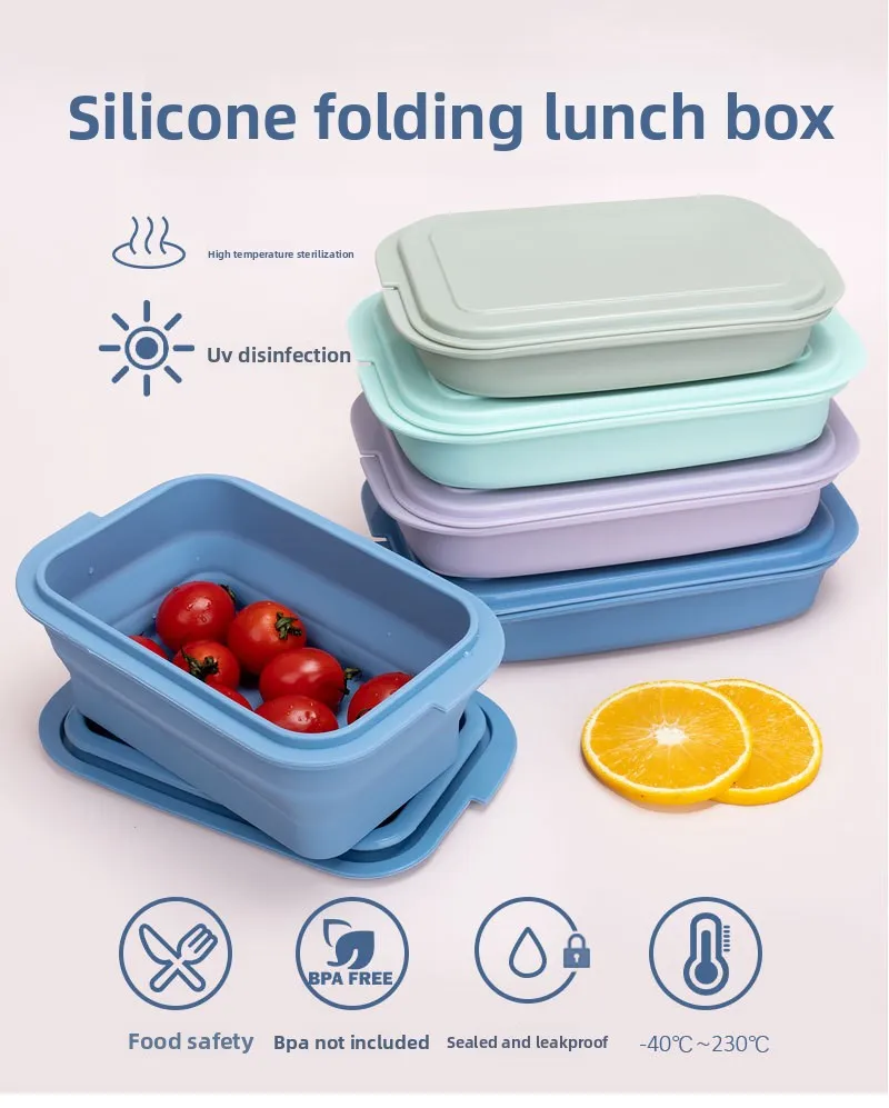 Modern Simple Insulated Lunch Box Food Grade Silicone Foldable Design for Students Children and Office Workers manufacture