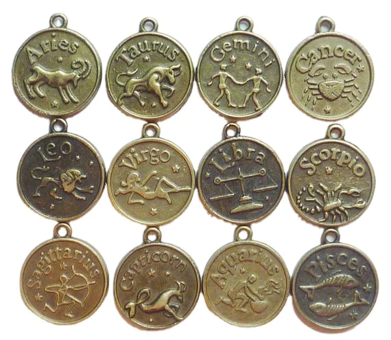 SUNNYCLUE 12 Ciondoli Zodiacali Con Zirconi, Segni Astrologici In Ottone, Per Collane E Bracciali Fai Da Te, Idea Regalo Compleanno - 3