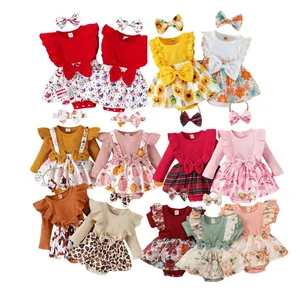 Wholesale Baby Clothes 0-3 Months Baby Clothing Set One Pieces Playsuits Jumpsuit Bodysuits 2PCS Plain Baby Rompers