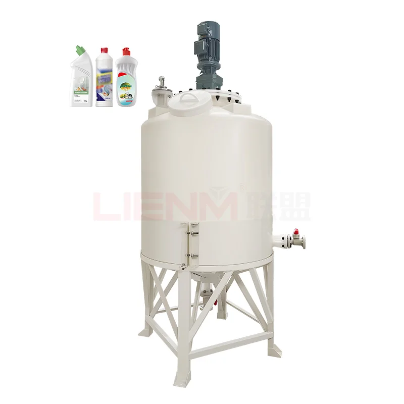 LIENM HDPE Plastic Mixing Tank Alcohol Corrosive Liquids Chemical Acid Mixing Tank 1000L Toilet Cleaner Making Machine