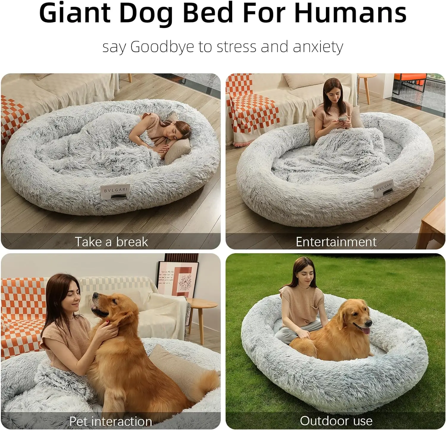 Large 75" * 50" * 14" Human Dog Bed Size Xxl Orthopedic Humansized