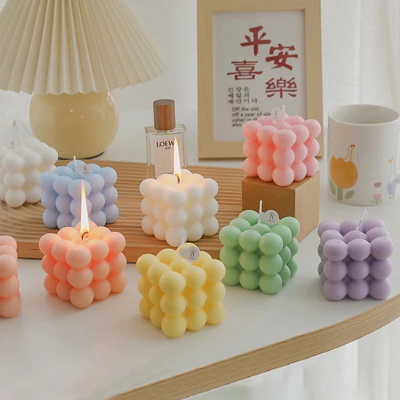 Vegan Soy Wax Bubble Cube Decorative Candle