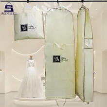Portable Large Luxury Custom Non Woven Bridal Dress Zip Lock Bag