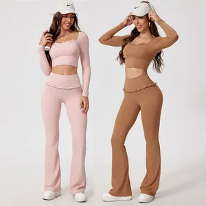 BNICE Custom Flare Leggings Logo Gym Wear Women Top Sets Two Piece Set Yoga Pants Wholesale Activewear for Fitness Sports Wear