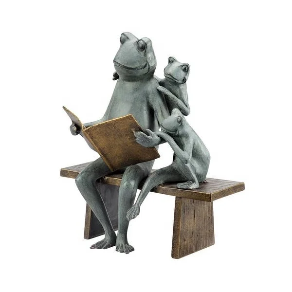 Reading Frog 18 1/2 High Birdfeeder Statue with LED Light - #73C32