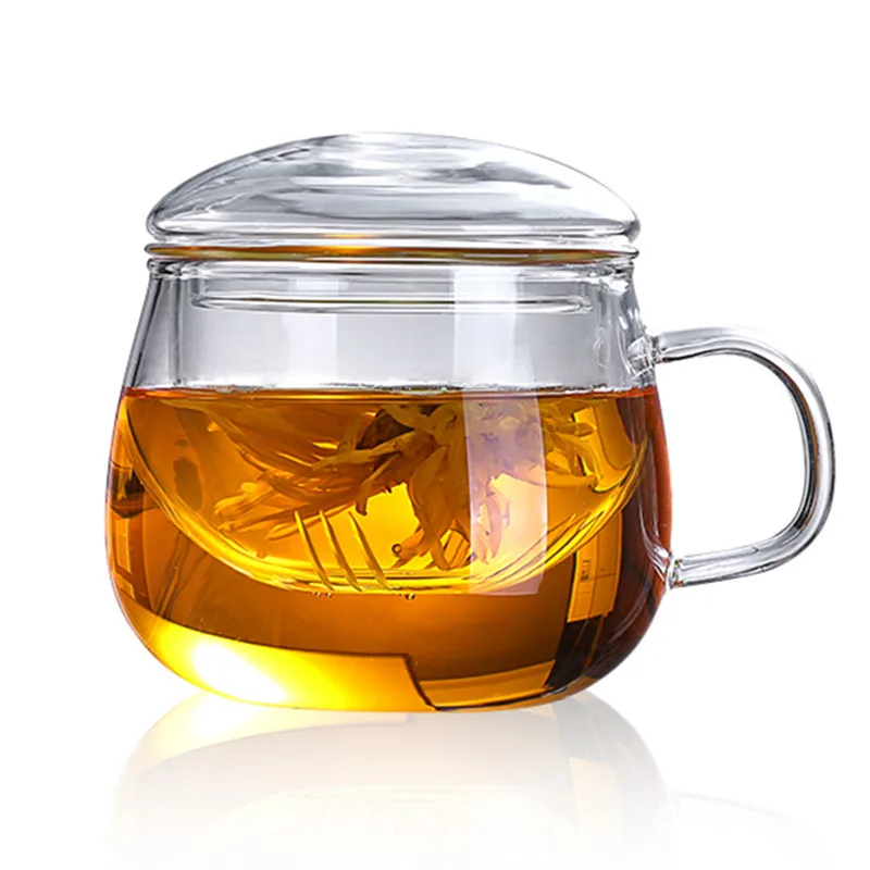 Hot Selling Murang High borosilicate 350ml Glass tea cup mugs na may bilog na hawakan