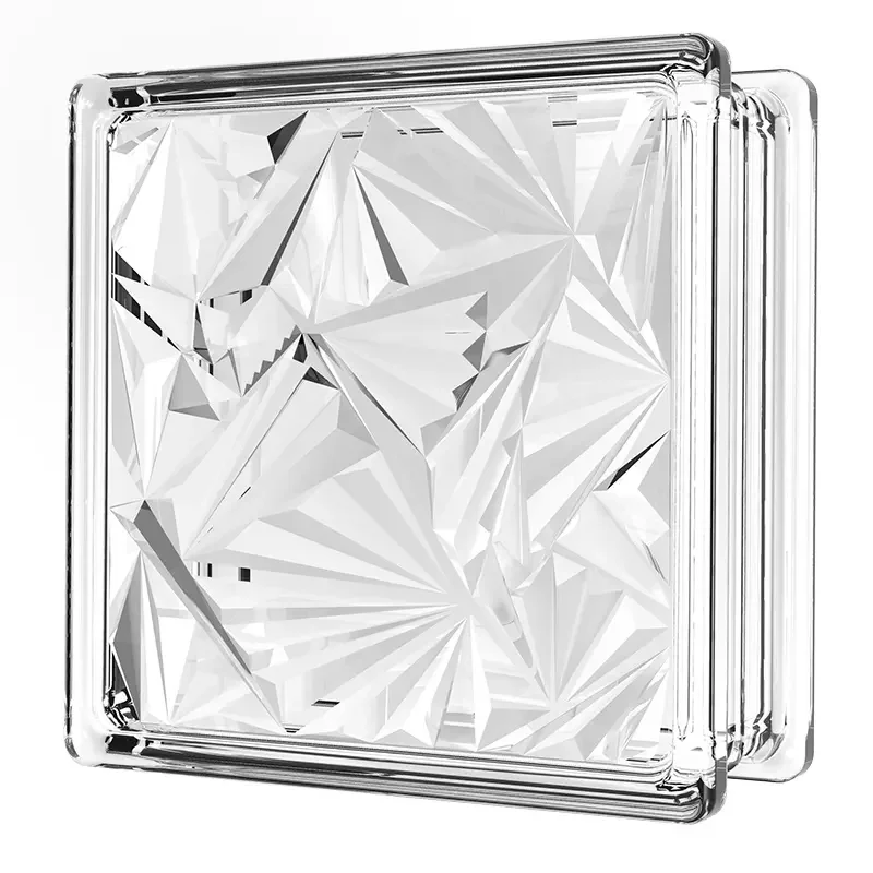 8"*8"*3" Cloudy/Parallel/Wave Pattern Decorative Building Craft Clear Transparent Crystal Hollow Glass Brick Block Wholesale