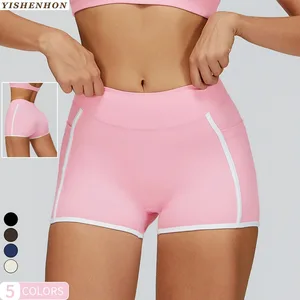 YSH Custom Quick Dry Four-Way Stretch Breathable Nylon Spandex Gym Yoga Shorts Women Fitness High Waist Workout Athletic Wear