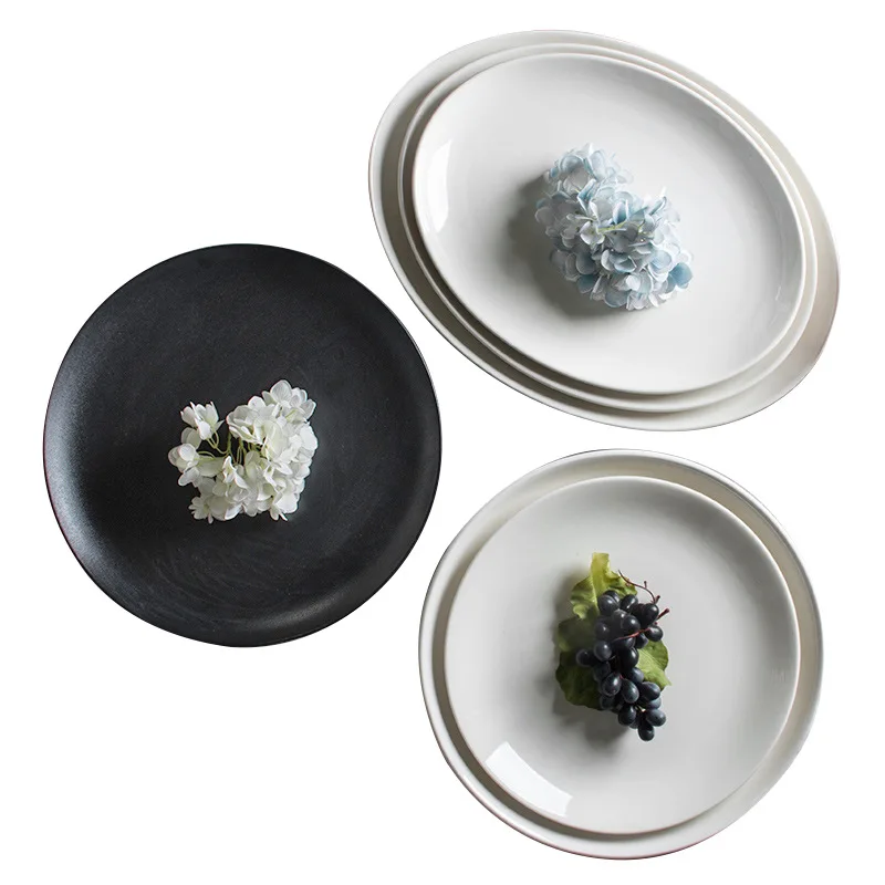 Round Oval Large Plate Cutlery Ceramic Fish Pizza Soup Breakable Wholesale Ceramic Plates Bulk