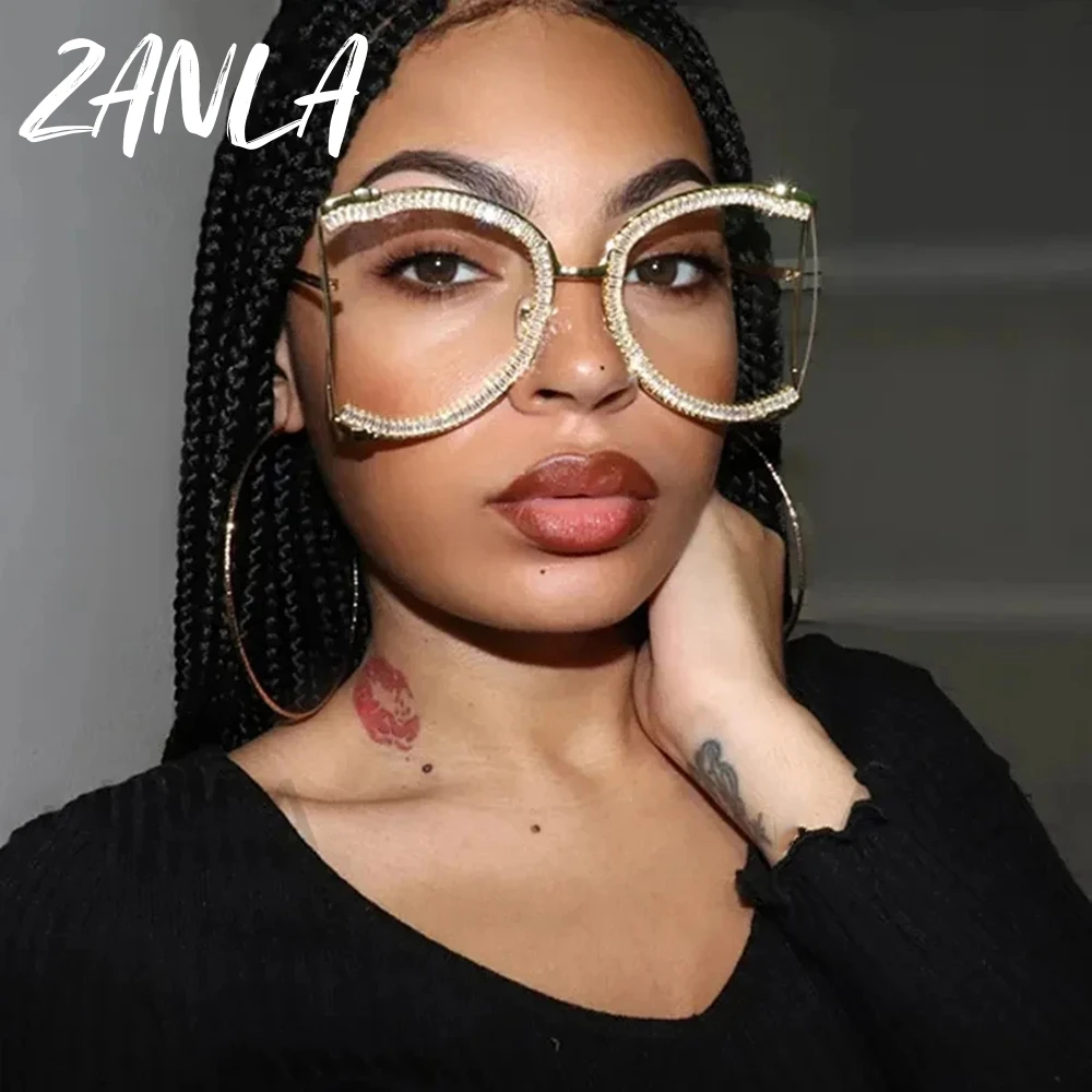 New Y2K Oversized Dark Gradient Lense Rhinestone Designer Inspo Sunglasses Oversized sunglasses are having a full main-character  main image 4