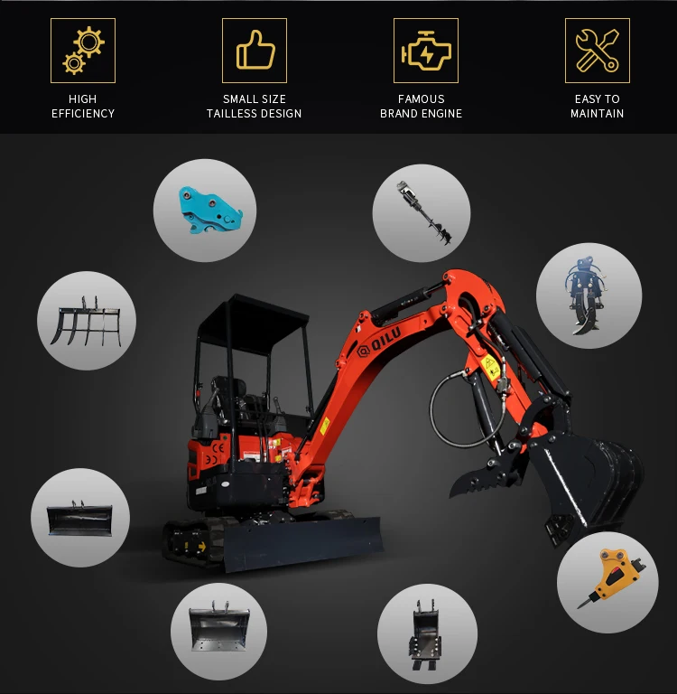 QILU 2 Ton Hydraulic Pilot Micro Mini Crawler Excavator Small Digger ...