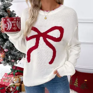 2025 New Women's Clothing Sweet Loose Long-Sleeved Round-Neck Christmas Sweater Leisure Women's Apparel