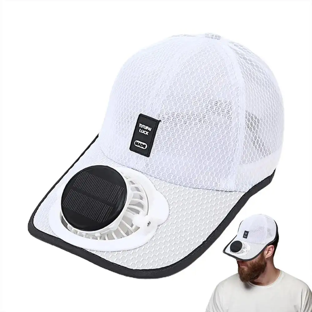 2027 XKENHEAT High Quality Durable Summer Breathable Waterproof Adjustable Sport Cap Solar-powered Charging Fan Baseball Caps