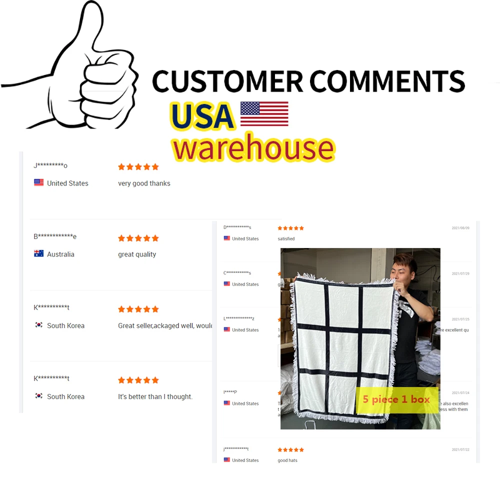 Us Warehouse Free Shipping Sublimation Blankets Blank For Press Printed