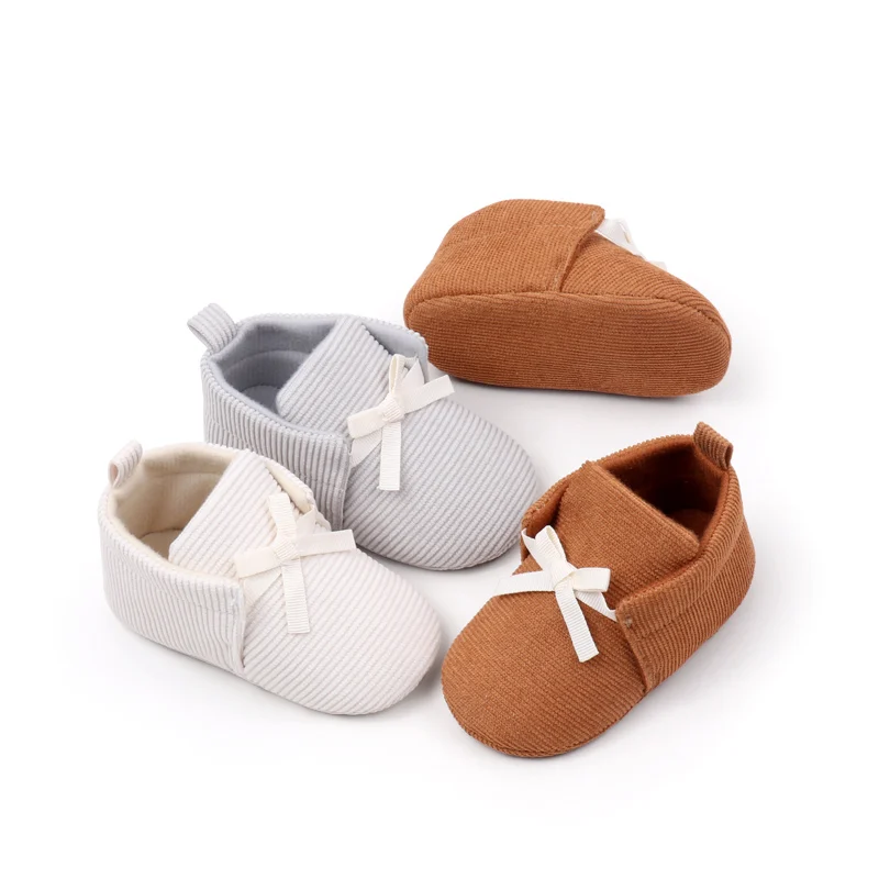 New Arrival Lace-Up Corduroy Material Soft Sole Baby Newborn Boy Shoes Spring Autumn