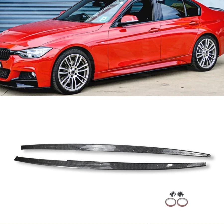 TIYPEOR Car Side Skirts Extension Lip Carbon Look Upper Bumper Side Skirt Trim for BMW 3 Series F30 2012 - 2018 Side Splitter