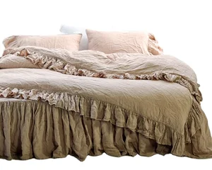 Best Quality of Home Textile Luxury 95gsm Prewashed Microfibre Ruffle Duvet Cover Sets Bedding