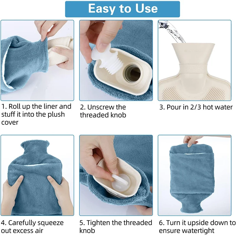 customized hot water bag fur cover 2l portable silicone rubber hot water bottle with cover