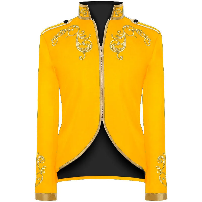 British Style  Prince Gold Thread Surround Retro Stage Suit Men Party Blazer Slim Fit Jacket Singer Performer Coat