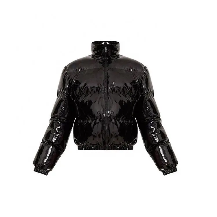 black pvc puffer jacket