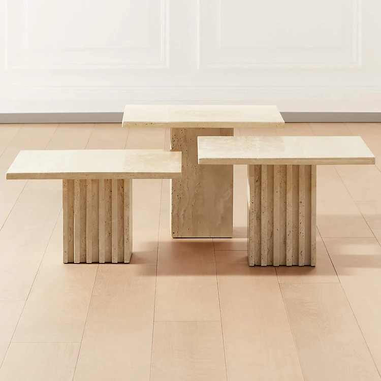 Distinct Stone Tables Carved Base on Sale Italian Marble Table Top Pedestal Limestone Roman Travertine Stone Coffee Table