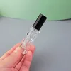 Transparent bottle with black lid