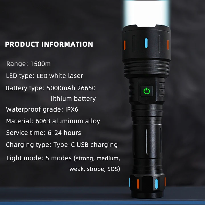 UrFlamp V63 High Lumens Flashlight - 3800 Lumens, USB-C Rechargeable, IP68 Waterproof, 308m Beam - View #7