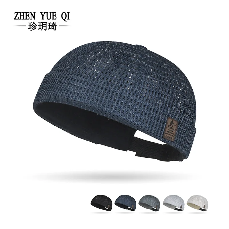 Ecowalson Summer New Arrival Stitched FEWK Leather Label Hollow-out Large-grid Mesh Tang Cap; Breathable 100% Cotton Hip Hop Hat