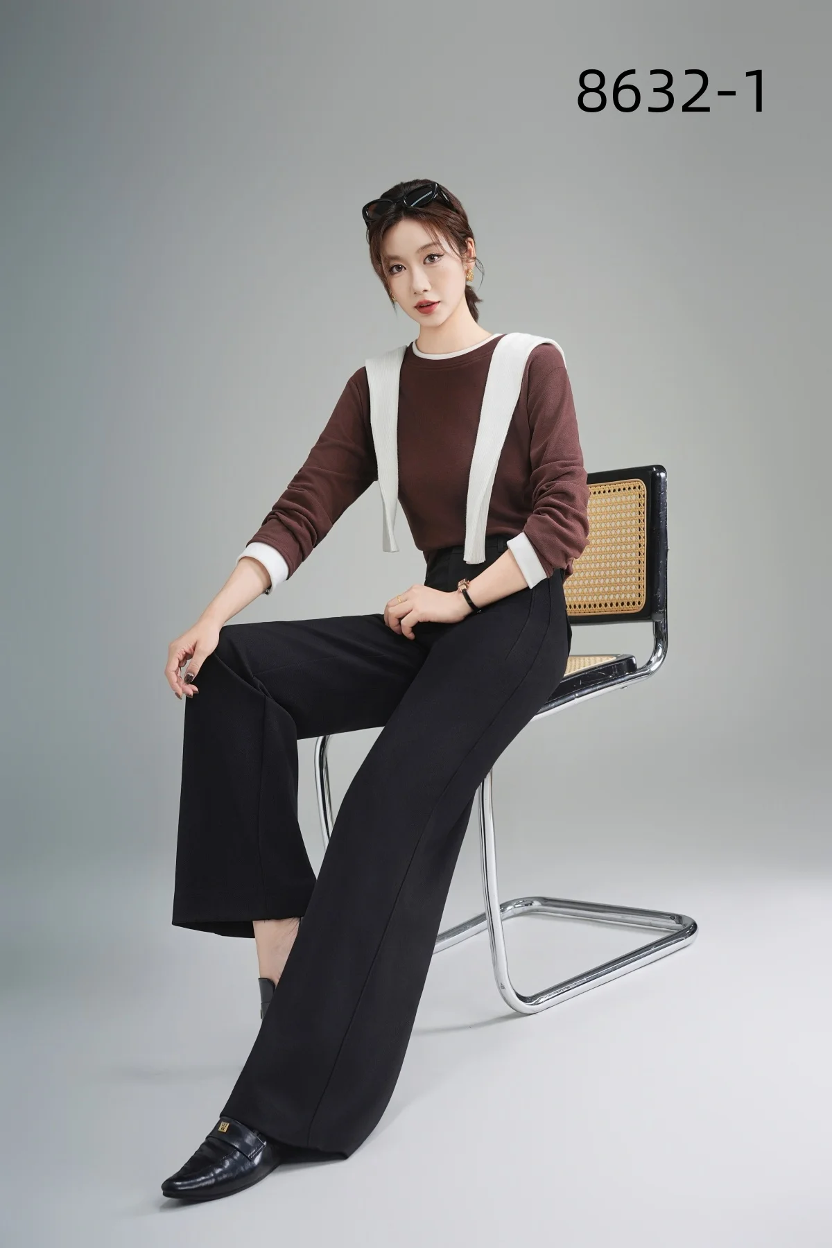 Women's Winter Casual Style Loose Straight-Cut Wide-Leg Trousers Solid Color High Waist Zipper Fly Anti-Wrinkle Long Pants