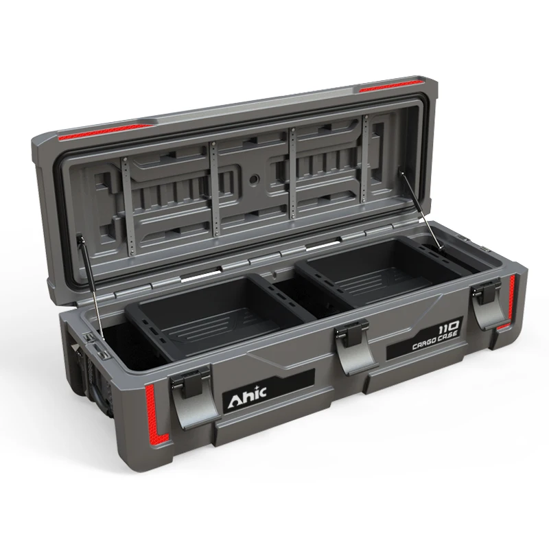 110L  HDPE Roof Rack Low Profile Quick Mount Bracket Cargo Case Hard Plastic Rotomolded Tool Box 4WD Storage Box