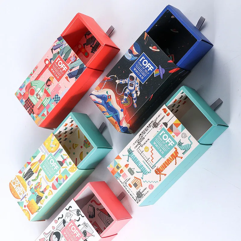 Custom Logo Cardboard Paper Printed Socks Underwear Packaging Folders Drawer Boxes for Kids