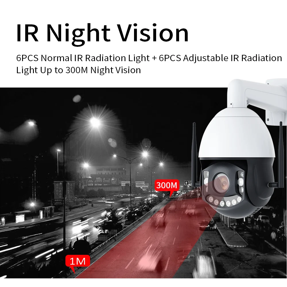 Wireless Auto Tracking Wifi Outdoor Ip Camera  Camhi 5Mp 40X Security Ptz Cctv Camera Kit