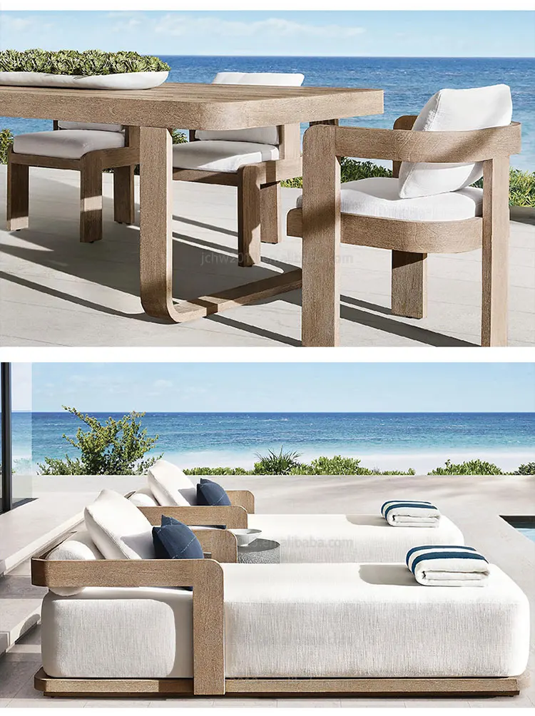 Juecheng Outdoor Teak Wood Furniture Sofa With Fire Pit Teak Patio