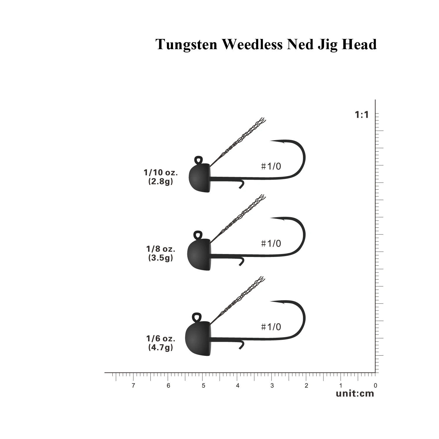 Tungstenweedless Ned Rig Jig Heads For Bass Fishing,Crappie Jig Heads