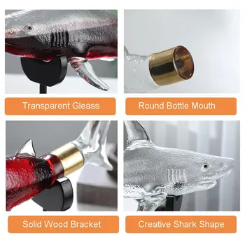 Carafe à Whisky En Forme De Requin Avec 4 Verres - 1000 Ml, Verre Borosilicate, Robinet Inox - 11