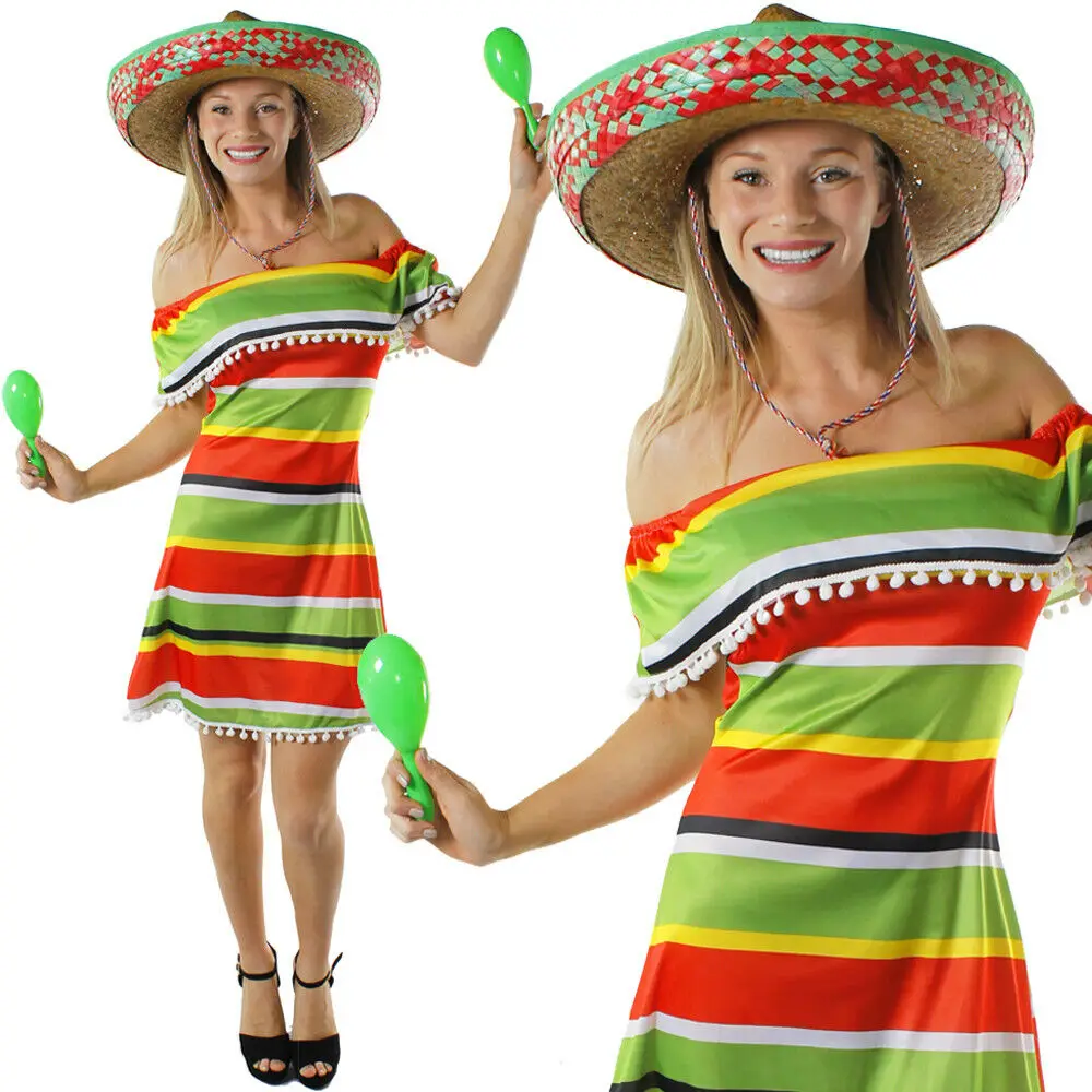 Ladies Mexican Girl Costume Wild Western Fancy Dress Outfit Striped Poncho  Dress - Buy Costumes,Mexican Girl Costume,Mexican Poncho Costume Product on  
