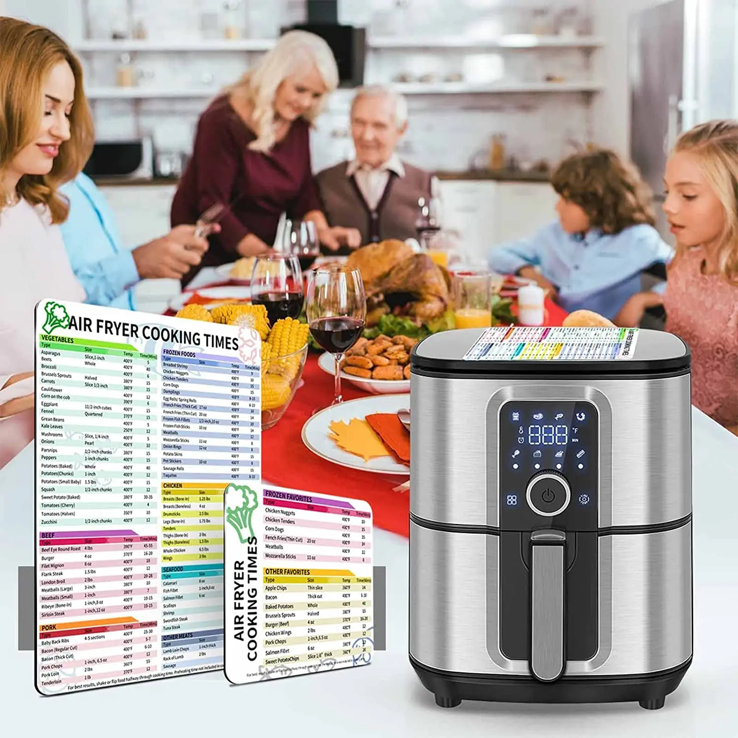 Air Fryer Quick Reference Guide Magnetic Time Pressure Cooking Time Chart Cheat Sheet Magnet Sticker