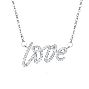 sterling silver personalized letter L O V E romantic valentine gift necklace