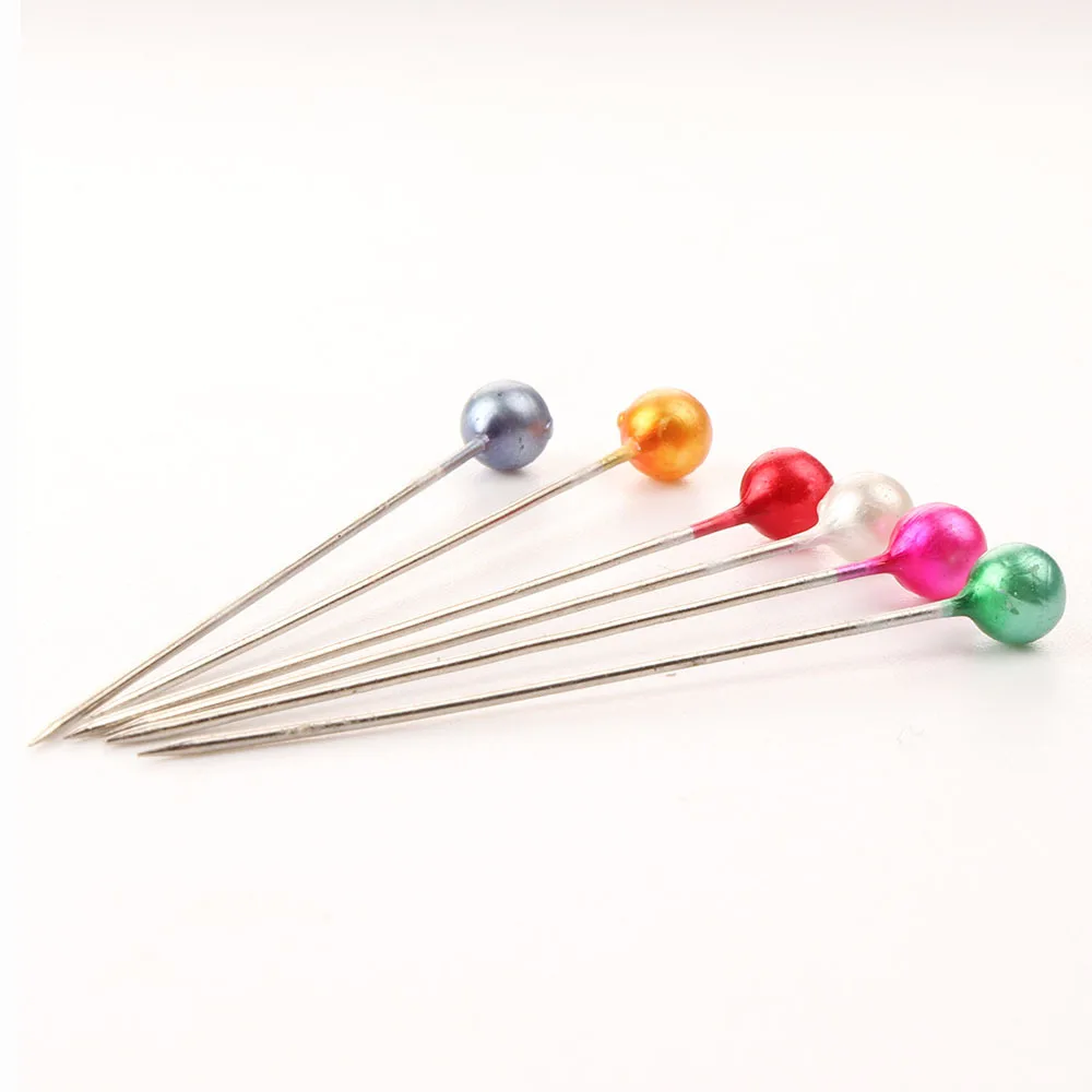 Factory Wholesale Hijab Round shape colored bulk pearl head pin straight ball head pins for decoration