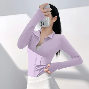 Yoga Coat Sports Outdoor Yoga Top Women's Naked Feel Tight-Fit Breathable Sport Fitness Coat Lightweight  Fitness Yoga Wear