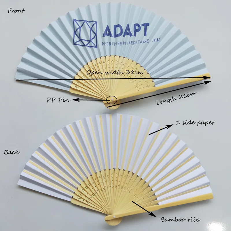 Customizable Bamboo Folding Hand Fan in Multiple Sizes 21*38cm 23*42cm 26.5*47cm for Wedding Decoration and Promotions