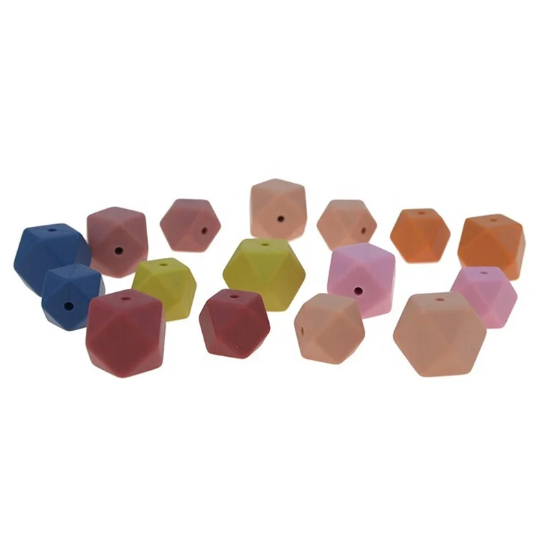 Silicone Hexagon Beads Teething Necklace Baby Teether Chew Toy Jewellery LC 